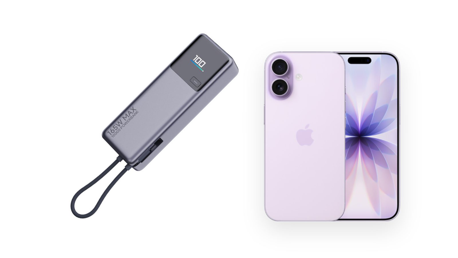 סוללת גיבוי Xiaomi 165W לצד iPhone 17