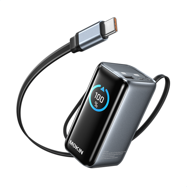 MOKiN סוללת גיבוי 10,000mAh 45W עם כבל USB-C נשלף