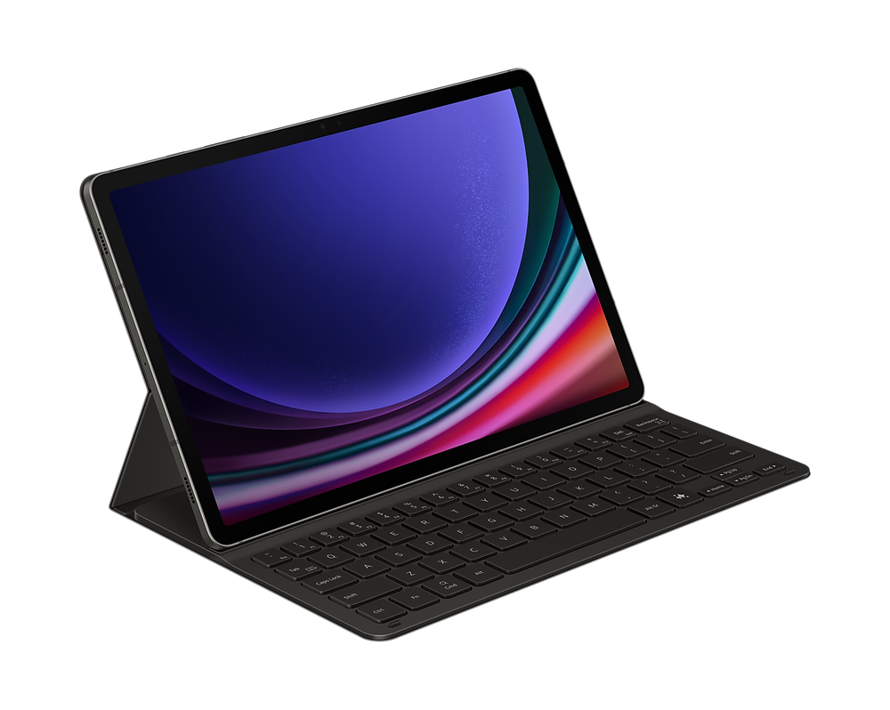 מקלדת-כיסוי Samsung Book Cover Keyboard Slim מחוברת לטאבלט Galaxy, במצב עבודה